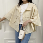 Nylon Cape 3/4 Sleeve Hooded Windbreaker