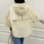 Nylon Cape 3/4 Sleeve Hooded Windbreaker