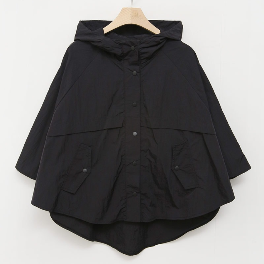 Nylon Cape 3/4 Sleeve Hooded Windbreaker