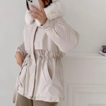 Elegant Mink Collar Padded Coat