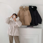 Elegant Mink Collar Padded Coat