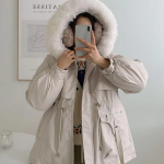 Elegant Mink Collar Padded Coat