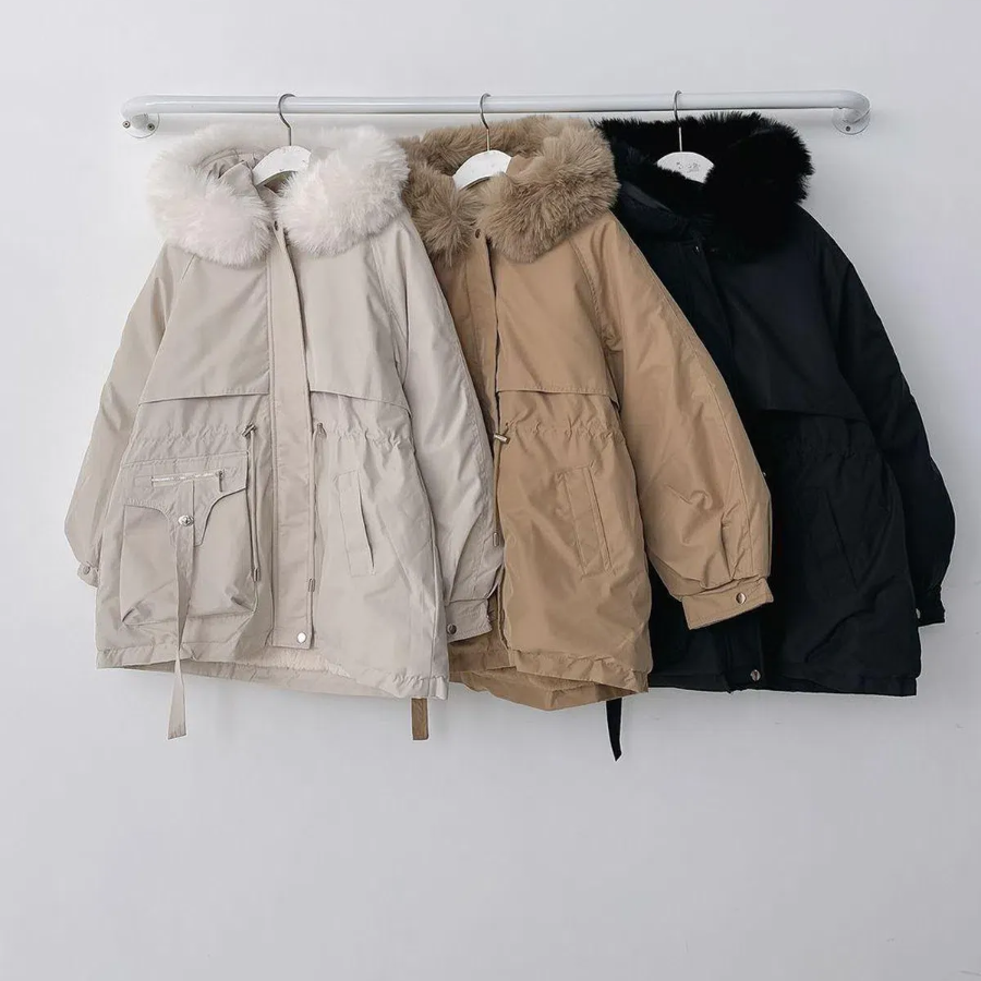 Elegant Mink Collar Padded Coat