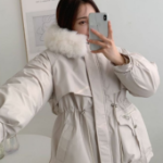 Elegant Mink Collar Padded Coat