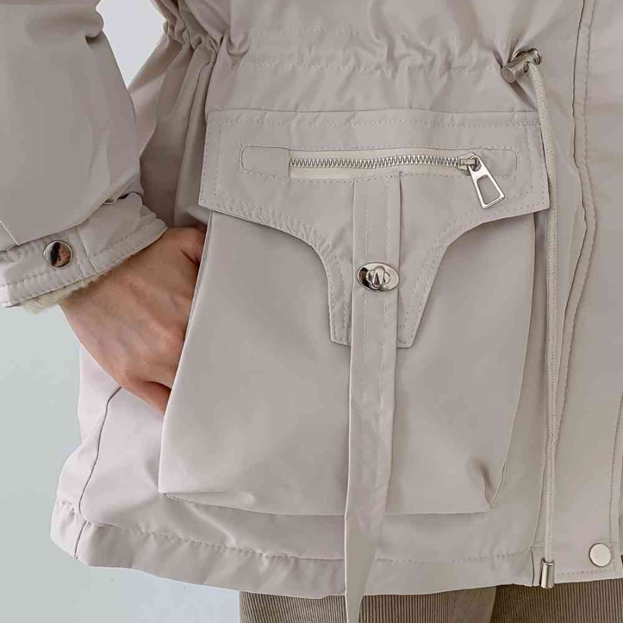 Elegant Mink Collar Padded Coat