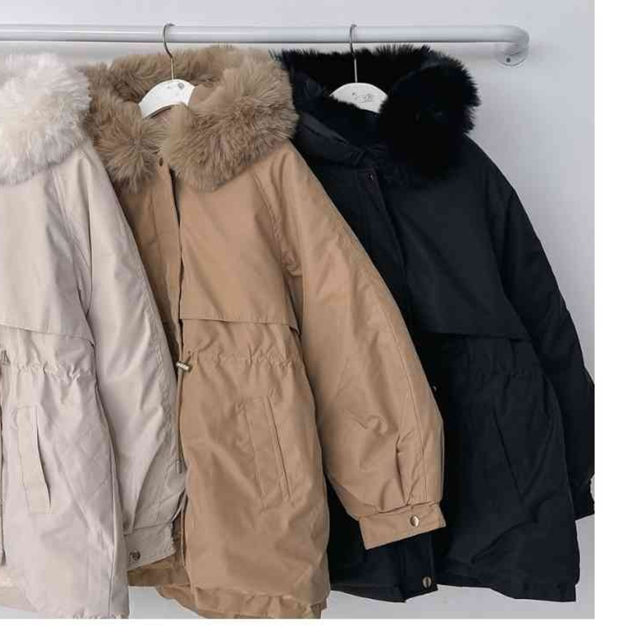 Elegant Mink Collar Padded Coat