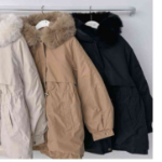 Elegant Mink Collar Padded Coat