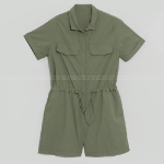 Комбинезон-шорты с воротником и поясом из нейлона