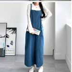 Джинсовый комбинезон на подтяжках с широкими штанинами