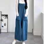 Джинсовый комбинезон на подтяжках с широкими штанинами