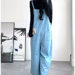 Джинсовый комбинезон на подтяжках с широкими штанинами