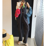 Свободный размер-Угольный-Комбинезоны