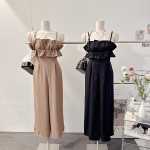 Летний комбинезон с квадратным вырезом и фестонами