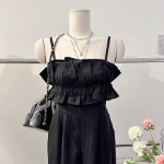 Летний комбинезон с квадратным вырезом и фестонами