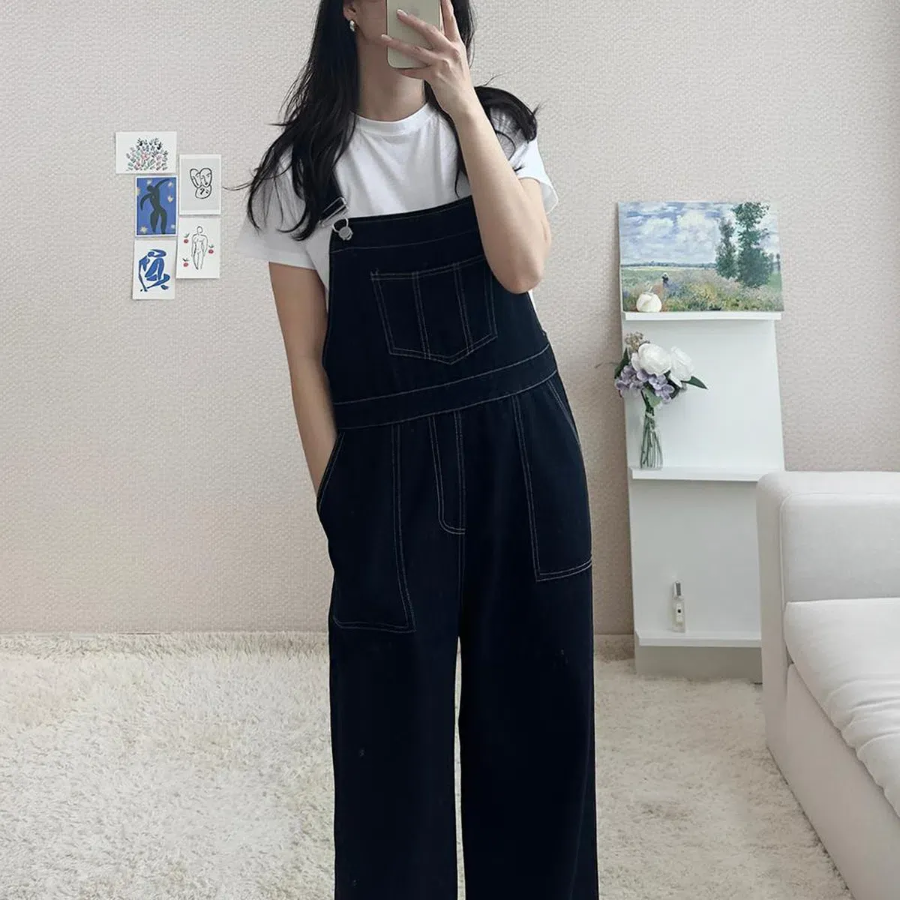 Летний комбинезон из денима с подтяжками