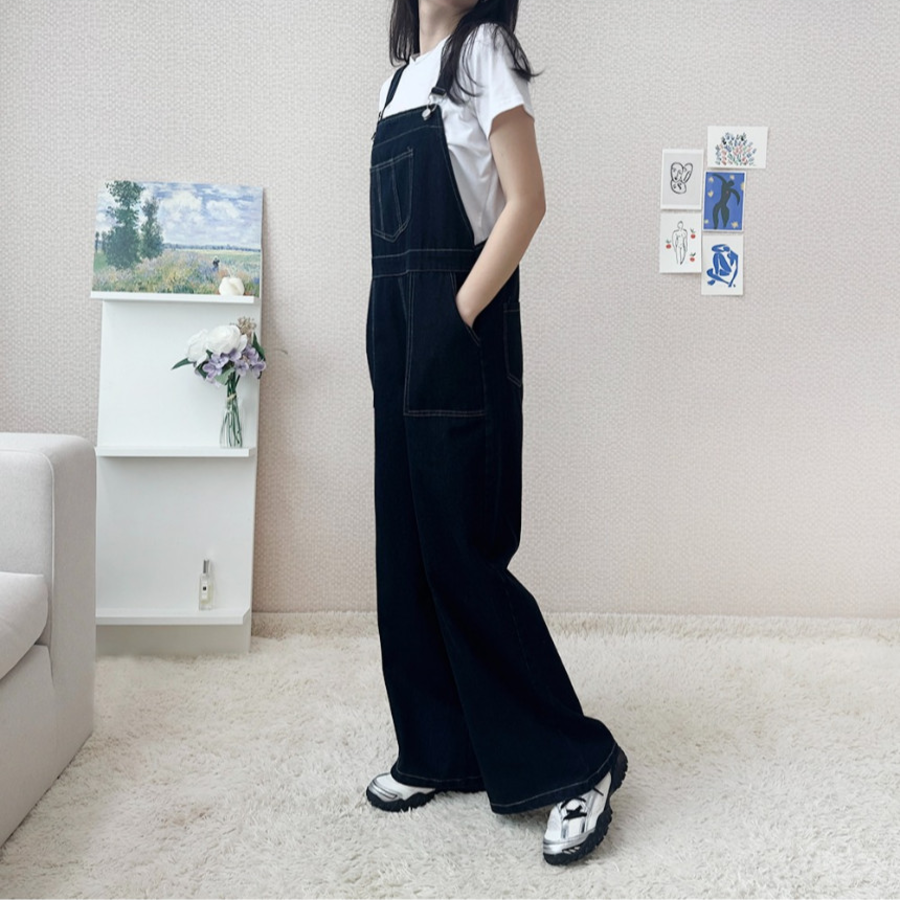 Летний комбинезон из денима с подтяжками