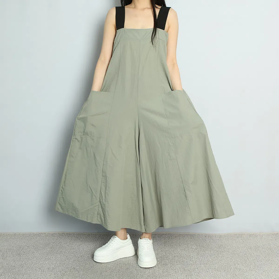 Лёгкий широкий комбинезон с эффектом барслака в пяти цветах