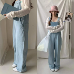 Женский широкий джинсовый комбинезон с подтяжками