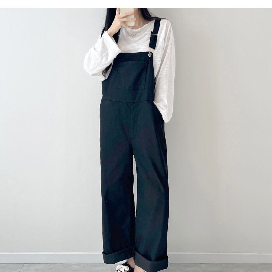 Женский широкий прямой комбинезон с подтяжками из стрейч-ткани