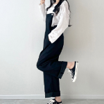 Женский широкий прямой комбинезон с подтяжками из стрейч-ткани