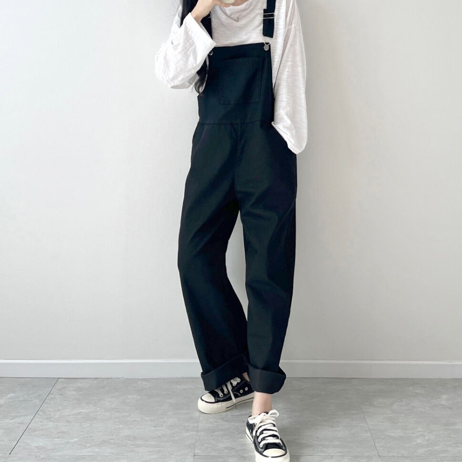 Женский широкий прямой комбинезон с подтяжками из стрейч-ткани