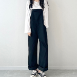 Женский широкий прямой комбинезон с подтяжками из стрейч-ткани