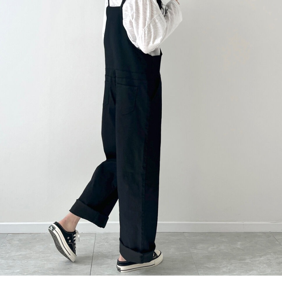 Женский широкий прямой комбинезон с подтяжками из стрейч-ткани