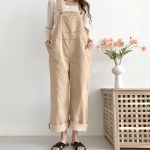 Женский широкий прямой комбинезон с подтяжками из стрейч-ткани