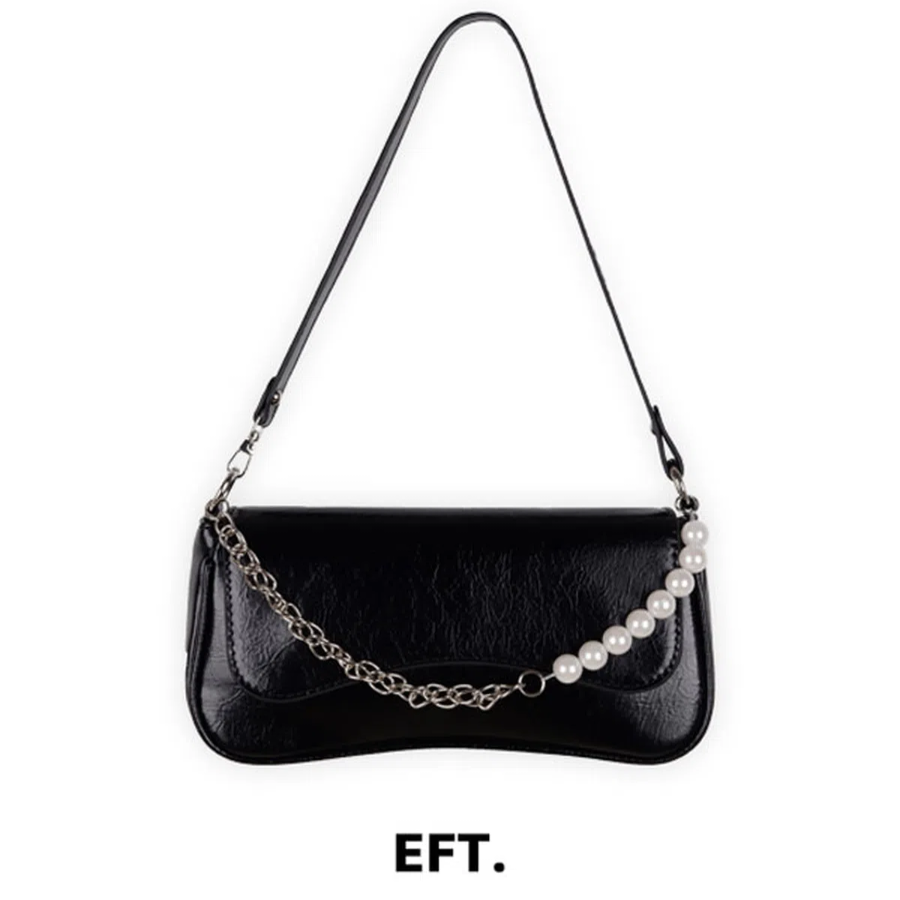 Shun Vintage Leather Pearl Chain Shoulder Bag — винтажная элегантность с жемчужным акцентом