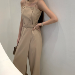 Комбинезон-платье миди с поясом и бюстье-верхом