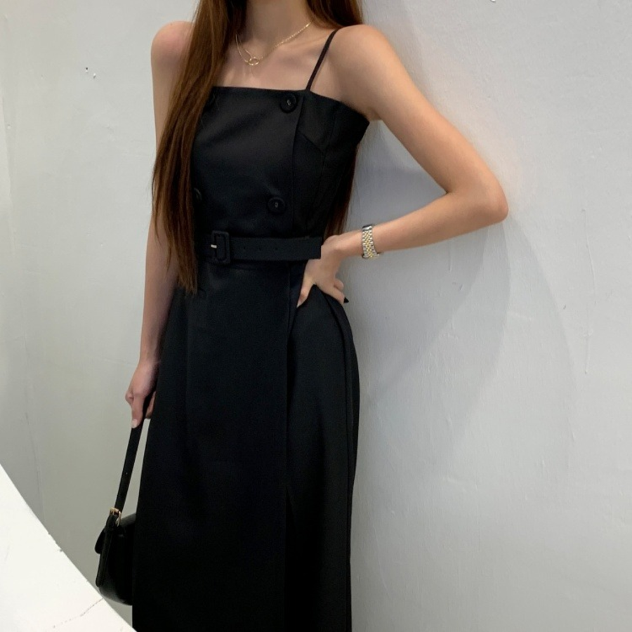 Комбинезон-платье миди с поясом и бюстье-верхом