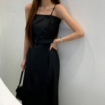 Комбинезон-платье миди с поясом и бюстье-верхом