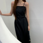 Комбинезон-платье миди с поясом и бюстье-верхом