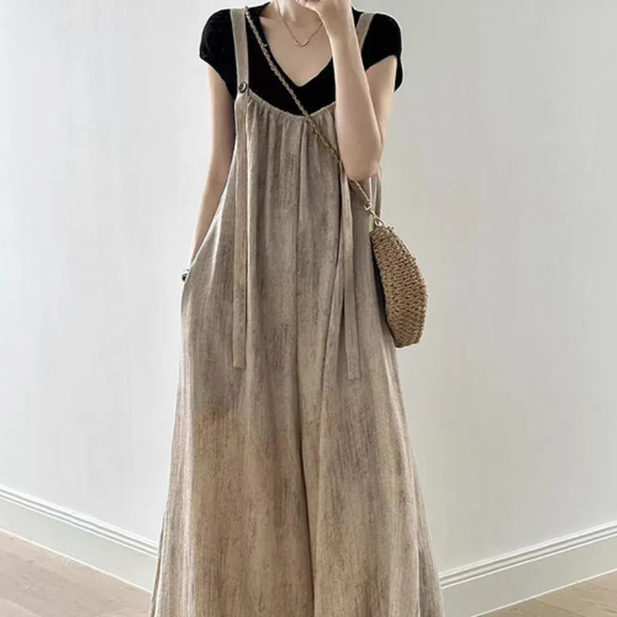 Свободный летний комплект «Knuckle» с широким комбинезоном и базовой футболкой