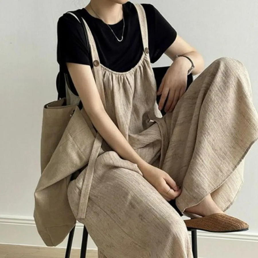 Свободный летний комплект «Knuckle» с широким комбинезоном и базовой футболкой