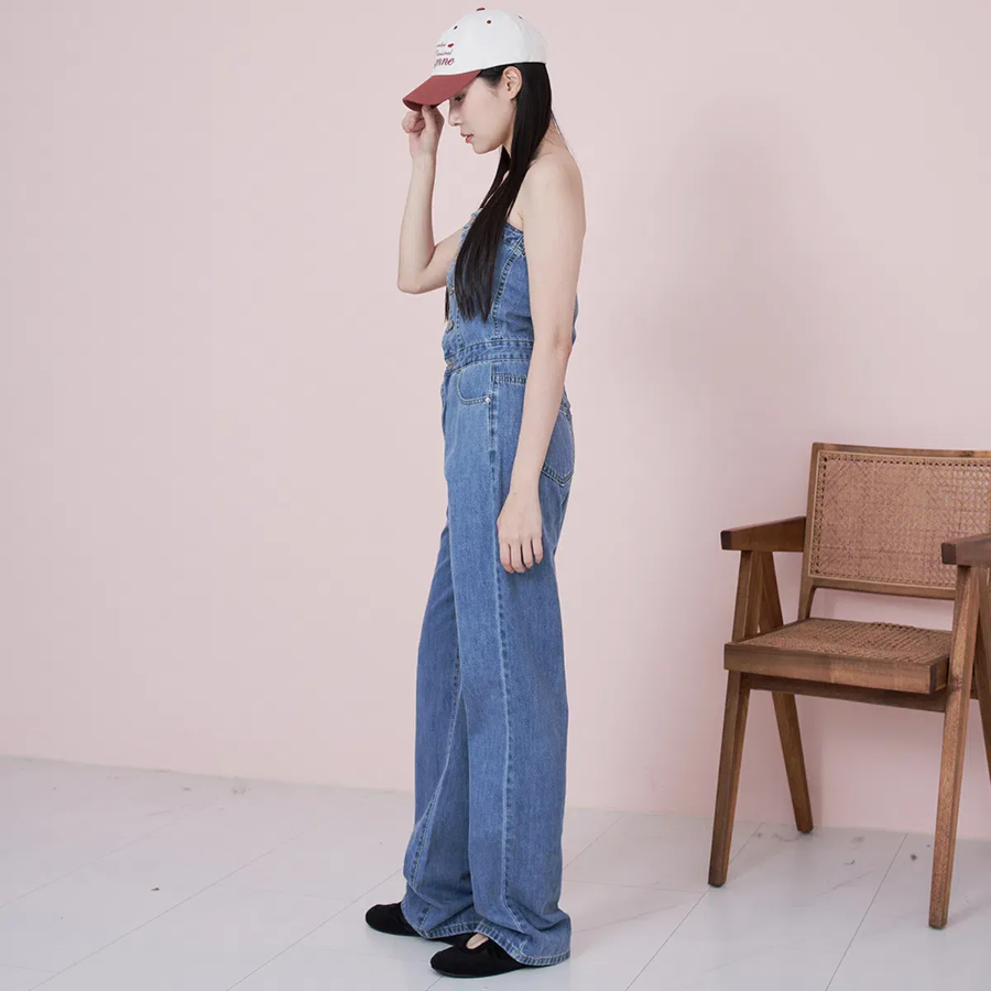 Джинсовый комбинезон с открытыми плечами «LiveMe»