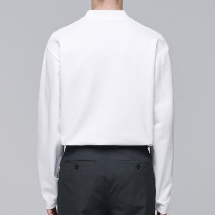Ponte Mock Neck Long Sleeve T-Shirt [White]