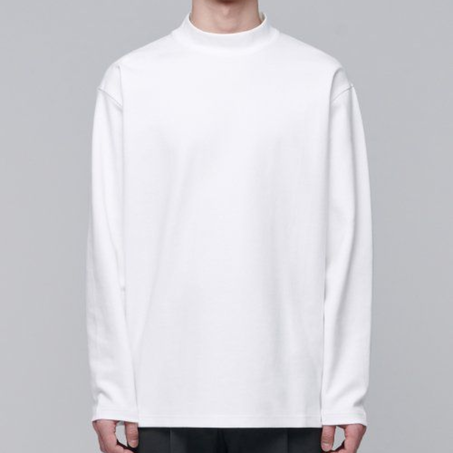 Ponte Mock Neck Long Sleeve T-Shirt [White]