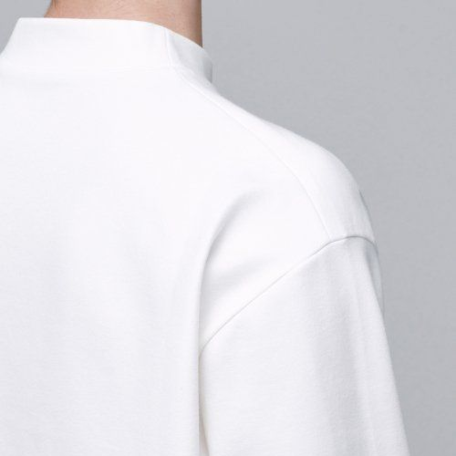 Ponte Mock Neck Long Sleeve T-Shirt [White]
