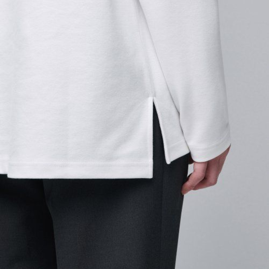 Ponte Mock Neck Long Sleeve T-Shirt [White]