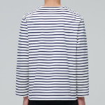 Stripe Boat Neck Long Sleeve T-Shirt [Ivory/Navy]