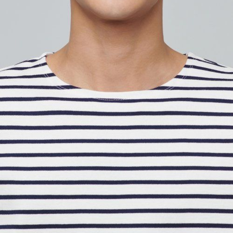 Stripe Boat Neck Long Sleeve T-Shirt [Ivory/Navy]