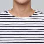 Stripe Boat Neck Long Sleeve T-Shirt [Ivory/Navy]