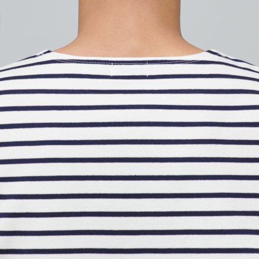 Stripe Boat Neck Long Sleeve T-Shirt [Ivory/Navy]