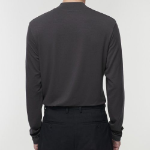 Tencel Slim Mock Neck Long Sleeve T-Shirt [Dark Gray]