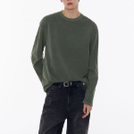 Pigment Relaxed Crew Neck Long Sleeve T-Shirt [Khaki]