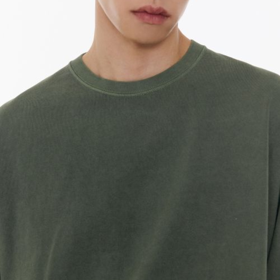 Pigment Relaxed Crew Neck Long Sleeve T-Shirt [Khaki]