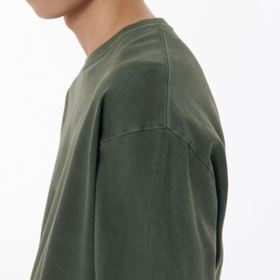 Pigment Relaxed Crew Neck Long Sleeve T-Shirt [Khaki]