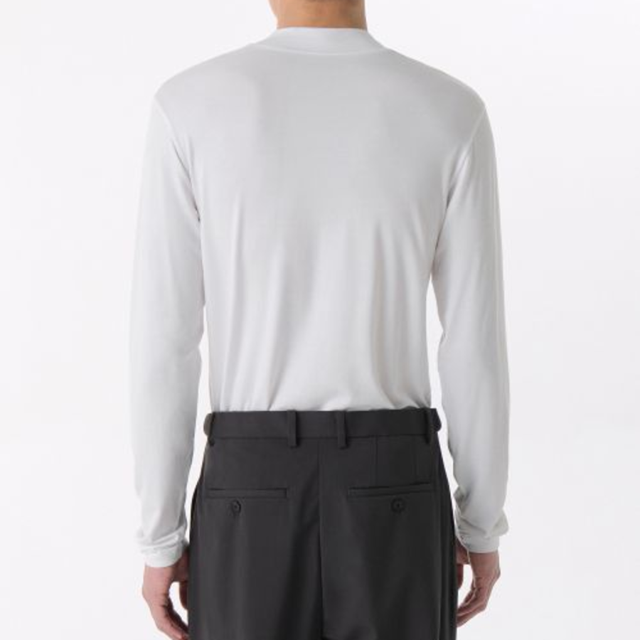 Tencel Slim Mock Neck Long Sleeve T-Shirt [White]