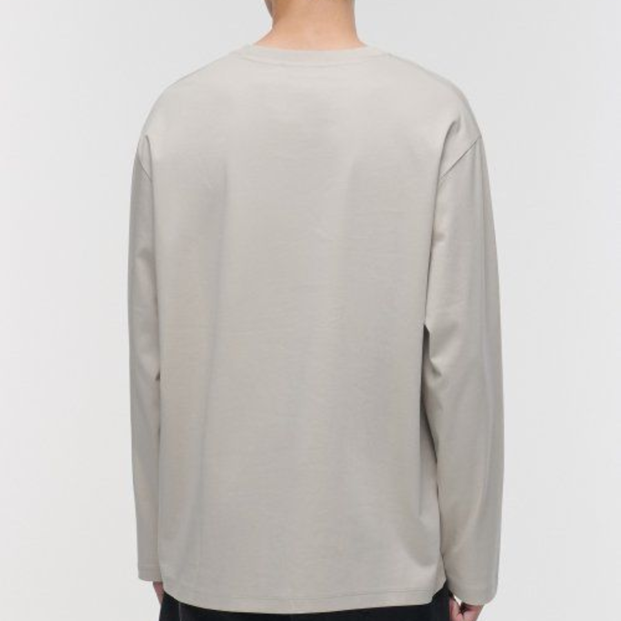 [Premium] Silket Relaxed Crew Neck Long Sleeve T-Shirt [Dusty Cream]